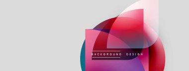 Soyut geometrik şekiller örtüşüyor, canlı renk eğimleri yaratıyor. Modern tasarım elementleri dinamik görsel kompozisyon önerir.