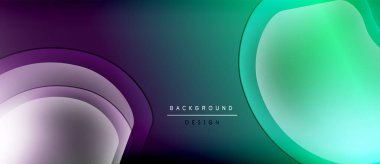 Soyut arkaplan özellikleri katmanlı şekiller, canlı mor, deniz mavisi renkleri. Modern tasarım akıcılığı, derinliği, görsel ilgiyi çağrıştırıyor.