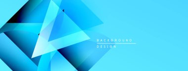 Soyut geometrik şekiller örtüşür, dinamik mavi bileşim yaratır. Işık yüzeylerden yansıyarak, değişkenler oluşturur. Modern tasarım ögesi.