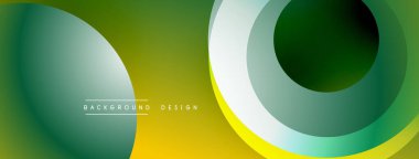 Soyut tasarım katmanlı daireler, canlı yeşil, sarı renkler. Pürüzsüz gradyanlar modern, akan görsel efekt yaratır.