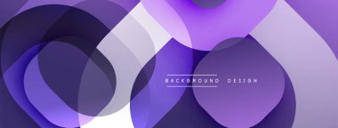 Soyut mor katmanlar akıcı tasarım yaratır. Üst üste binen şekiller hareketi, modern estetiği akla getiriyor. Asgari metin ince markalaşma ekler.