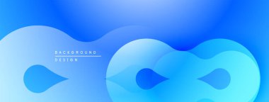 Soyut mavi tasarım akış şekilleri, değişim etkileri. Metin arkaplan tasarımlı minimalist kompozisyon. Düz eğriler dinamik görsel oluşturur.