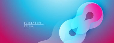 Soyut gradyan arkaplan özellikleri akan şekiller. Pembe, mavi renkler modern görsel efekt yaratıyor. Minimalist tasarım.