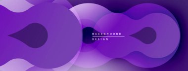 Soyut mor şekiller dinamik görsel efekt oluşturur. Gradyan gölgeler derinlik sağlar, modern estetik. Minimalist tasarım.
