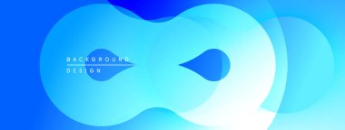 Soyut mavi şekiller örtüşüyor ve dinamik bir zemin oluşturuyor. Yumuşak eğimler hareketi gösterir, modern tasarım estetiği. Işık kaynağı görünür.