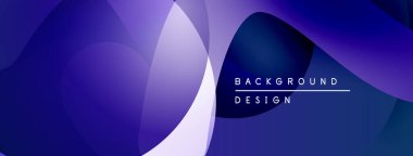 Soyut akışkan şekiller üst üste binerek mor, mavi renkler oluşturur. Arka planlar ve sunumlar için modern tasarım öğesi. Minimalist estetik.