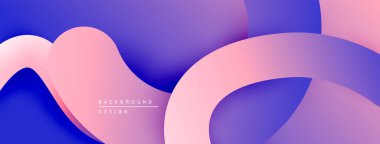 Soyut sıvı şekilleri kesişir. Yumuşak pembeler, morlar, maviler modern arka plan tasarımı yaratır. Yumuşak eğimler hareketi, derinliği gösterir.