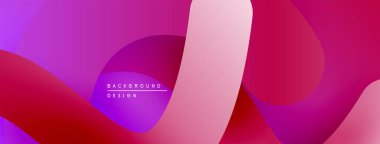 Soyut gradyanlar, akan şekiller dinamik görsel deneyimler yaratır. Pembe, mor renkler kompozisyona hakim. Modern tasarım ögesi.