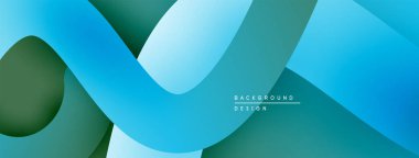 Soyut arkaplan özellikleri akan şekiller, gradyanlar. Mavi, yeşil renkler modern, dinamik görsel efekt yaratır. Minimalist tasarım.