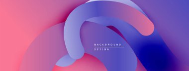 Soyut sıvı şekiller harmanlanarak canlı pembeler, maviler ve morlar yaratır. Modern tasarım hareketi, derinliği, görsel ilgiyi çağrıştırıyor.