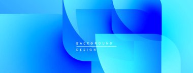 Soyut mavi arkaplan. Üst üste binen şekiller dinamik görsel efekt yaratır. Dijital projeler için modern tasarım.
