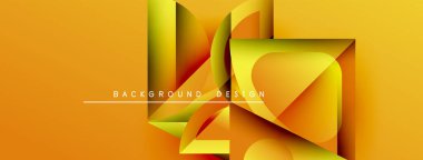 Soyut geometrik şekiller örtüşür, dinamik turuncu ve sarı renkler yaratır. Arkaplan ve sunumlar için modern tasarım ögesi.