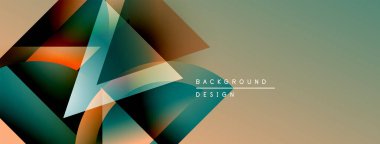 Soyut geometrik tasarım. Üst üste binen şekiller dinamik görsel efekt yaratır. Sessiz renkler, modern estetik. Çeşitli projeler için uygun arkaplan.