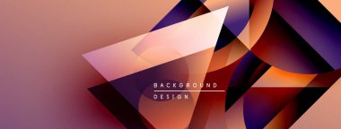 Soyut geometrik şekiller örtüşüyor, canlı renk eğimleri yaratıyor. Sıcak tonlarda mor aksanlar hakim. Modern tasarım ögesi.