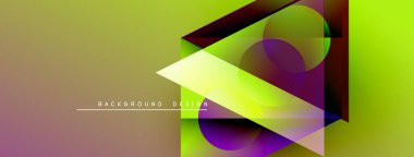 Soyut geometrik bileşim. Canlı gradyanlar, üst üste binen şekiller dinamik görsel efekt yaratır. Modern tasarım elemanları.