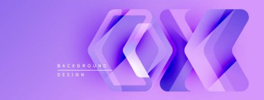 Soyut mor tasarım katmanlı sembol şekilleri içerir. Metin elementli modern arkaplan, basit ama canlı.