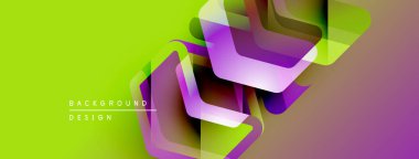 Parlak soyut geometrik arkaplan. Üst üste binen şekiller dinamik görsel efekt yaratır. Canlı renkler, modern tasarım elemanları mevcut.