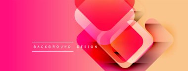 Soyut geometrik şekiller çakışıyor. Renkler pembeden sarıya dönüşüyor. Metin arka plan tasarımı okur. Modern görsel sunum.