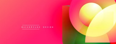 Canlı pembe eğimli arka plan örtüşen şeffaf daireler. Metin arka plan tasarımı okur. Modern, soyut kompozisyon.