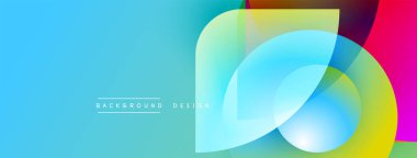 Soyut, enerjik bir arkaplan. Üst üste binen renkli şekiller dinamik görsel efekt yaratır. Mavi gradyan kompozisyona hakim. Metin arkaplan tasarımı okur.