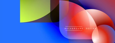 Soyut sıvı şekiller, canlı renklerin karışımı. Mavi, kırmızı, sarı gradyanlar dinamik görsel efekt yaratır. Modern tasarım elemanları.