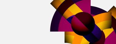 Soyut geometrik bileşim. Canlı renkler karışıyor, dinamik şekiller yaratıyor. Dairesel biçimler kesişiyor, görsel ilgi gösteriyor. Modern tasarım.