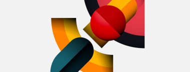 Soyut geometrik bileşim. Üst üste binen şekiller, dinamik görsel ilgi yaratır. Sıcak, serin renkler kusursuz bir şekilde harmanlanır. Modern tasarım.