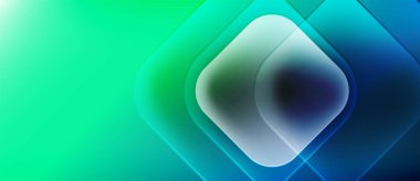 Soyut eğim arkaplanı. Eşmerkezli kareler derinlik yaratır, parlayan bir etki. Teal, turkuaz renkler kompozisyona hakim. Minimalist tasarım.