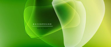 Soyut yeşil arkaplan. Üst üste binen yuvarlak şekiller dinamik görsel efekt yaratır. Modern tasarım, pürüzsüz eğimler, hafif doku.