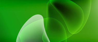 Soyut yeşil şekiller çakışıyor ve yumuşak eğimler yaratıyor. Minimalist tasarım sakin, organik formları çağrıştırıyor. Yumuşak dokular akıcılığı gösteriyor..