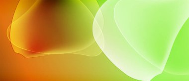 Soyut gradyanlar turuncu, sarı ve yeşil renkleri harmanlarlar. Yumuşak şekiller örtüşür ve parlak bir etki yaratır. Yumuşak geçişler kompozisyona hakim..