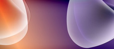 Soyut şekiller harmanlanarak ılık turuncu renkleri serin mor renklere dönüştürür. Yumuşak eğimler akıcılığı ve derinliği gösterir. Minimalist tasarım.