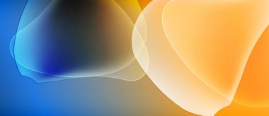 Soyut sıvı şekiller harmanlanarak canlı renk değişimleri yaratır. Mavi turuncuya geçiş, hareket ve enerji göstergesi. Yumuşak ışıklandırma görsel cazibeyi arttırır.