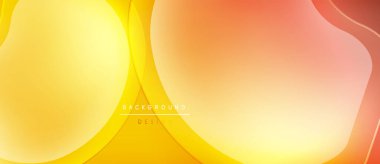 Soyut akışkan şekiller, sıcak renkler karışımı. Sarı, turuncu renkler dinamik arka plan tasarımı yaratır. Yumuşak eğimler, modern estetik.