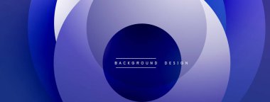Soyut mavi katmanlar dinamik görsel efekt yaratır. Modern tasarım dairesel şekiller, gradyanlar, metin örtüsü içerir. Basit, zarif bir arkaplan.