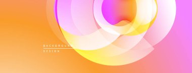 Soyut tasarım katmanlı daireler, canlı turuncu, pembe renkler. Yumuşak eğimler modern görsel efekt yaratır.