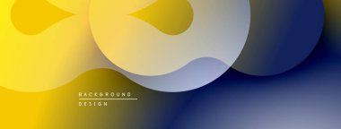 Soyut sıvı şekilleri, gradyanlar, sarı, mavi, beyaz. Arka planlar ve sunumlar için modern tasarım öğesi. Minimalist estetik.