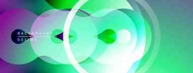 Soyut gradyan şekiller çakışıyor ve canlı bir görsel etki yaratıyor. Modern tasarım elementleri akıcılık ve enerji öneriyor.