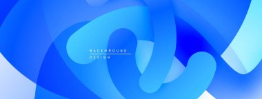 Soyut mavi katmanlar akışkan şekiller yaratır. Renkler derinliği gösteriyor, modern tasarım elementleri mevcut. Düz geçişler görsel uyumu tanımlar.