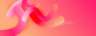 Soyut sıvı şekilleri, canlı pembeler, portakallar dinamik bir zemin oluşturur. Yumuşak eğimler hareketi, modern tasarım estetiği önerir.