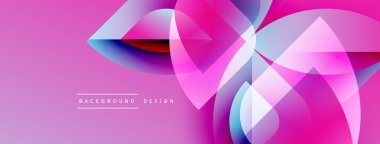 Soyut pembe dizayn özellikleri üst üste binen şekiller, gradyanlar. Modern estetik, arka planlar ve sunumlar için uygun. Canlı, dinamik bileşim.