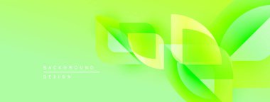 Soyut yeşil arkaplan. Üst üste binen şekiller dinamik görsel efekt yaratır. Modern tasarım elementleri yenilik ve enerji öneriyor.