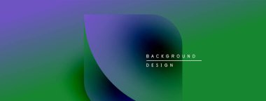 Soyut gradyan afişi. Mor, yeşile karışıyor. Metin arka plan tasarımı okur. Minimalist kompozisyon, modern estetik.