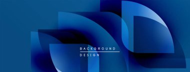 Soyut mavi tasarım üst üste binen şekiller, gradyanlar. Modern estetik, arka planlar ve sunumlar için uygun. Temiz, dinamik bileşim.