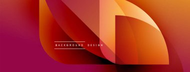 Soyut gradyan şekiller çakışıyor, dinamik görsel etki yaratıyor. Sıcak renkler kompozisyona hükmediyor, enerjiyi ve modernliği işaret ediyor. Metin arkaplan tasarımı okur.