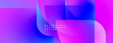 Soyut enerjik gradyanlar çakışıyor ve modern arka plan tasarımı yaratıyor. Mor, mavi renkler kompozisyona hakim. Minimalist metin mevcut.