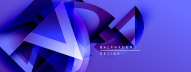 Soyut geometrik şekiller örtüşerek dinamik mavi gradyan arkaplan oluşturur. Modern tasarım elementleri derinlik ve hareket.