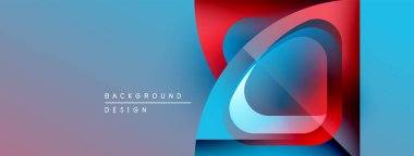 Soyut geometrik tasarım. Üst üste binen şekiller canlı renk değişimleri yaratır. Dijital projeler için modern arkaplan.