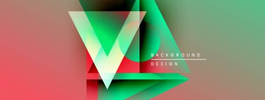 Soyut canlı tasarım özellikleri üst üste binen geometrik şekiller, gradyanlar. Renkler kırmızıdan yeşile geçerek modern görsel efekt yaratır.