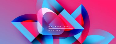 Canlı soyut şekiller örtüşüyor, dinamik pembe ve mavi renkler yaratıyor. Metin, merkez formda arkaplan tasarımı okur. Modern görsel kompozisyon.